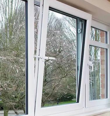 China White UPVC / PVC Tilt And Turn Window Double Glazed Glass Window With Mosquito Net for sale