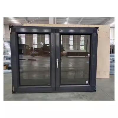 China Dark Gray PVC Tilt And Turn Window UPVC Tilt Turn Casement Windows For Home for sale