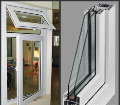 China Ventana de doble acristalamiento UPVC PVC de toldo Ventanas de vidrio de impacto a medida en venta