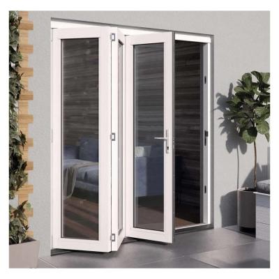 Chine Porte pliante en aluminium revêtue de poudre Double verre trempé Balcon Porte bipliée à vendre