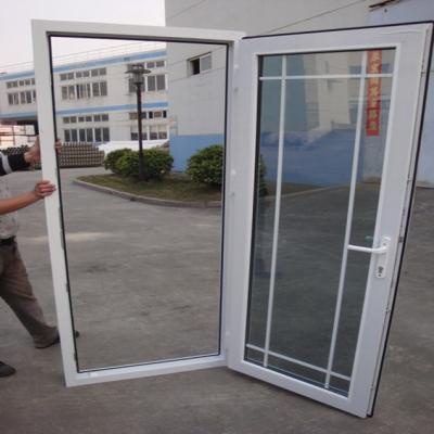 Chine Porte d'entrée en verre UPVC insonorisée à double vitrage et à gril à vendre