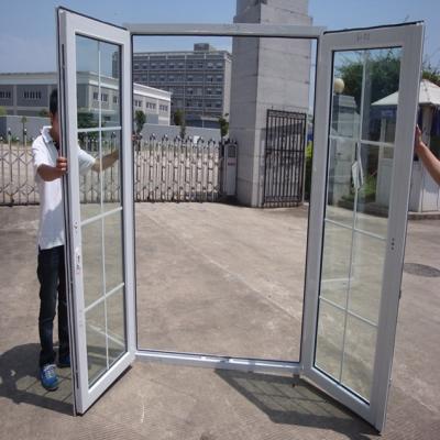 China Double Opening PVC Glass Casement Doors White Frame With Double Triple Glazed for sale