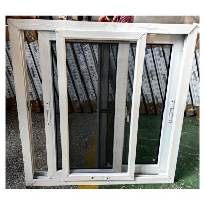 China Ventana corredera de PVC de doble acristalamiento de color blanco para balcón en venta