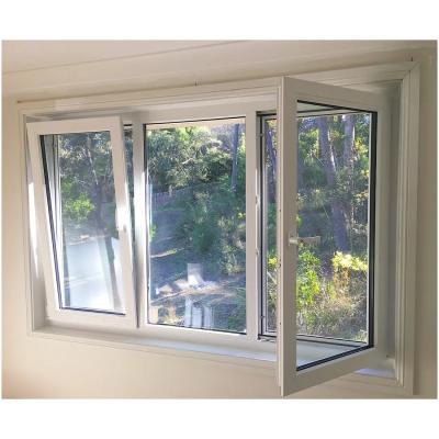 China White Double Glass PVC Tilt And Turn Window Double Glazed Large Windows Customized for sale