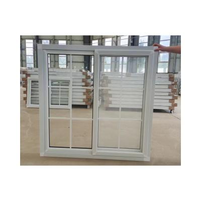 China Ventana corredera de PVC de 80 mm con vidrio único templado con vidrio blanco UPVC con malla de mosquito en venta