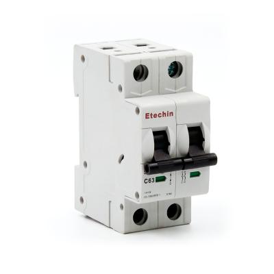 China B ETM3-H 2p MCB Mini Miniature 6KA Kema Circuit Breaker 63 Amp 50A overload ac short safty house din rail high quality mount for sale