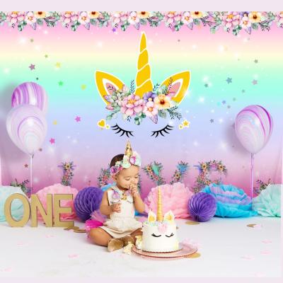 China Unicorn Photography Backdrop Baby Shower Wall Decor Unicorn Party Decor Kids Unicorn Birthday Party Themed Decor for sale