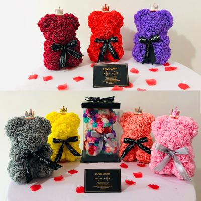 China Ourwarm 40cm 70cm Valentine's Day Wholesale Custom Handmade Single Love 60cm Preserved Forever Roses Bears In Gift Box for sale