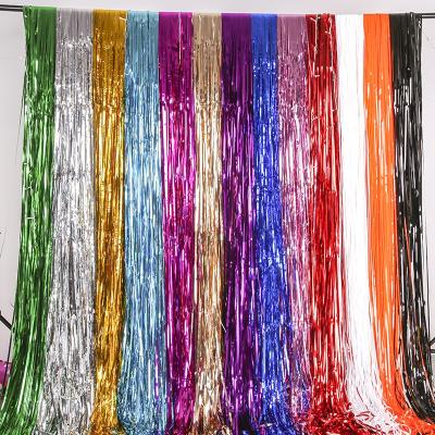 China Ourwarm 1*2m PET Party Decoration Glitter Square Backdrop Rain Foil Tiles Curtains Foil Fringe Metallic Curtain for sale