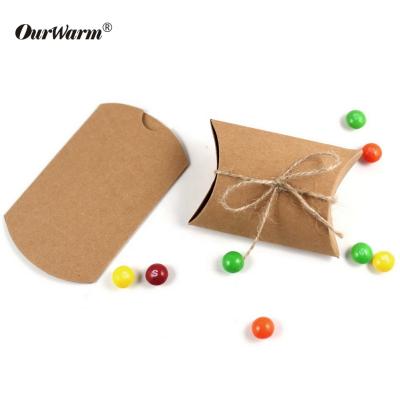 China OurWarm 10pcs Recyclable Custom Paper Pillow Candy Box Packaging For Wedding Party Favor Pillow Box Packaging for sale