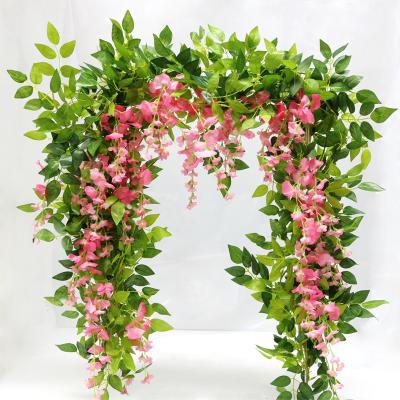 China Cards OurWarm Flower Supplier 2m Garland Artificial Wisteria Hanging Flowers In Decorative Bulk for sale