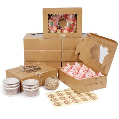 China OurWarm 30pcs Recyclable Cupcake Cookie Gift Paper Cake Box Wrapping Paper With PVC Clear Window for sale