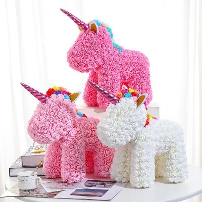 China OurWarm Valentine's Day Christmas Valentine's Day Gift 40cm Wholesale PE Unicorn Rose Bear for sale