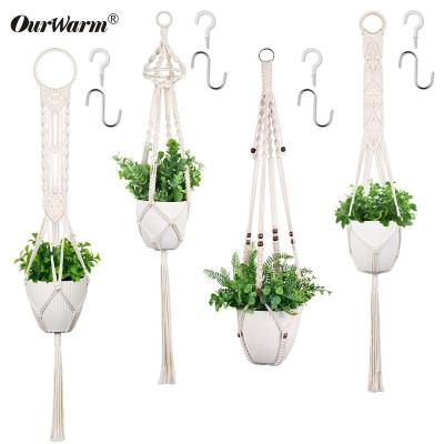 China Minimalist OurWarm Handmade Air Plant Flower Set Jute Rope Macrame Plant Hanging Hangers for sale