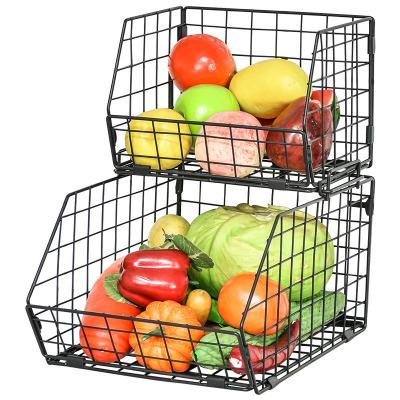 China Wholesale Kitchen Countertop Rack Fruit And Vegetable Storage Basket Stocked Seasoning Rack for sale