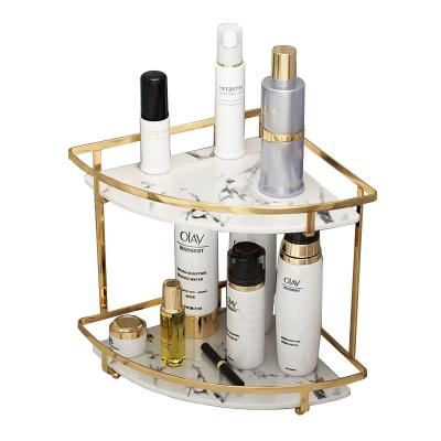 China Sustainable Multifunctional Carbon Steel 2 Layer Bathroom Desktop Cosmetic Rack for sale