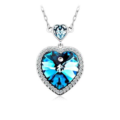 China 2020 New Arrival OUXI ALLOY Crystal Women Pendant Necklaces Spring Blue 16175 for sale