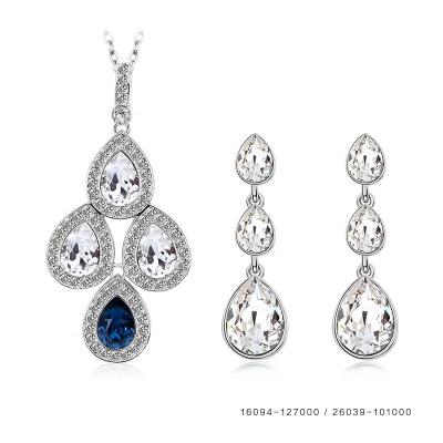 China OUXI TRENDY classic water drop jewelry set with big crystal pendant good quality S-8089 for sale