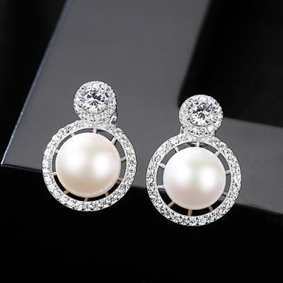 China OUXI FASHIONABLE Romantic Freshwater Pearl 925 Sterling Silver Stud Earrings Beauty Women Gift Jewelry Manufacturer Y21466 for sale