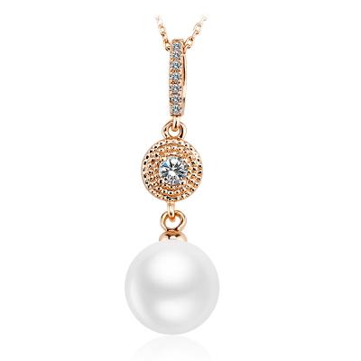 China Beautiful Crystal Fresh Pearl Gold Plated Europe and America necklace new arrival fashion women's royal pendant gift jewelry manufacture 11478 OUXI for sale