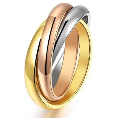 China OUXI CLASSIC Elegant Personality Tricolored Gold Plated Stainless Steel Rings Women Fashion Jewelry Maker B70136 for sale