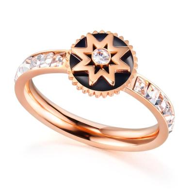 China OUXI FASHIONABLE Star Zircon K Gold Plated Stainless Steel Titanium Rings Women Shape Gift Jewelry Wholesale B70168 for sale