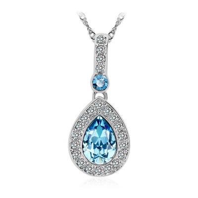 China OUXI ALLOY Crystal Teardrop Necklace Jewelry In Brass With Silver Plating 16064 for sale