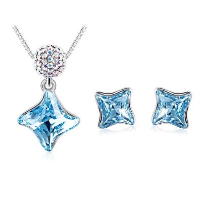 China OUXI ALLOY simple design most popular fashion statement jewelry crystal set with bule color J S-8233 for sale