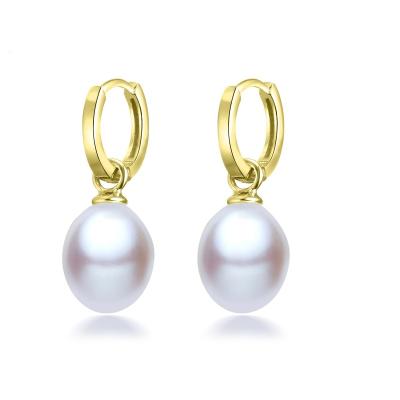 China New FASHIONABLE Elegant Freshwater Pearl Plain Huggies Earrings 925 Silver Hoop Earrings For Women 2021 for sale