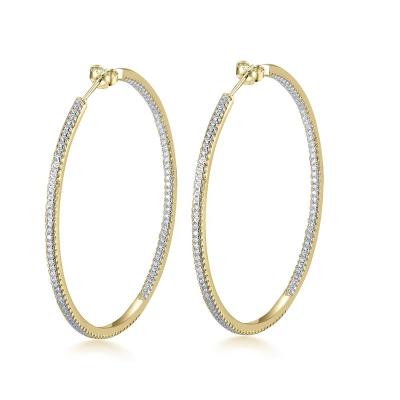 China New Trendy Big Hoop Earrings Fashion 60mm 925 Sterling Silver Diamonds Micro Pave Zircon Hoop Earrings For Women 2021 for sale