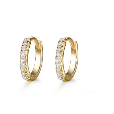 China Wholesale fashion small CZ huggies earrings TRENDY 925 sterling silver zircon circle earrings for women for sale