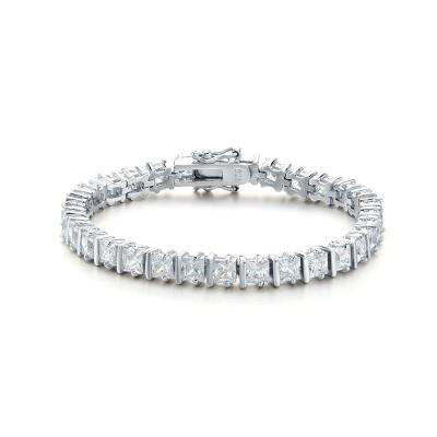 China High Quality FASHIONABLE 925 Sterling Silver Princess Cut Cz Tennis Bracelet For Women for sale