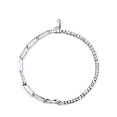 China New Trendy 925 Sterling Silver Cz Tennis Chain Bracelet Yellow Gold Link Bracelet Fashion 925 For Women for sale