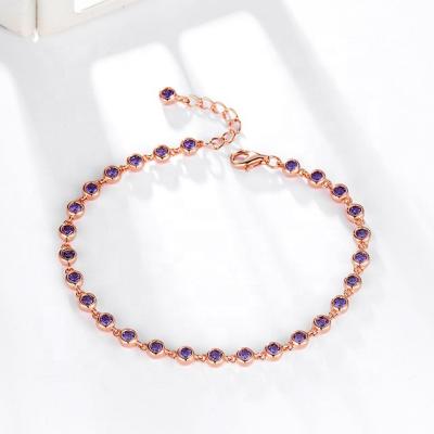 China TENDY 925 High Quality Silver Color CZ Rainbow Stone Framing Tennis Bracelet For Women for sale