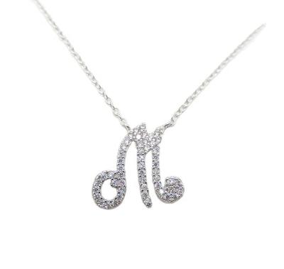 China Trendy Custom Silver Alphabet Jewelry 925 Sterling Silver Initial Cz Letter Pendant Necklace for sale