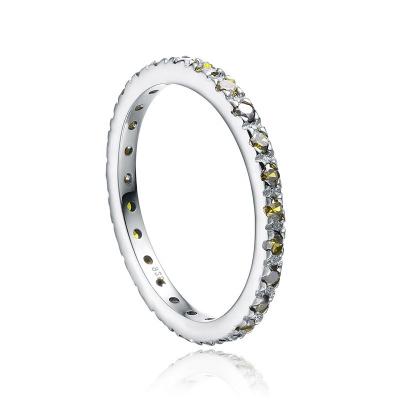 China FASHIONABLE Silver Women's Eternity 925 Solid Color Plated CZ Wedding Ring White Gold Plated Multi Rhodium Rings Rhodium Rings For Women for sale