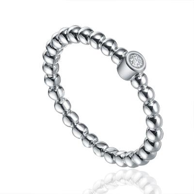 China FASHIONABLE 925 Sterling Silver Bead Band Plain Ring Rhodium Plated White Cz White Gold Blind Jewelry For Women for sale