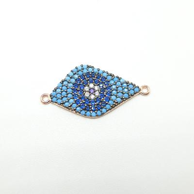 China Wholesale TRENDY 925 Sterling Silver Blue Color CZ Eye Charms For Bracelet Jewelry Making for sale