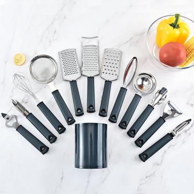 China 11/12/13 PC Set Viable Grater Set Plastic Handle Grater Stirrer Peeler Sieve Carrot Instrument Kitchen Cooking Tool Accessories for sale