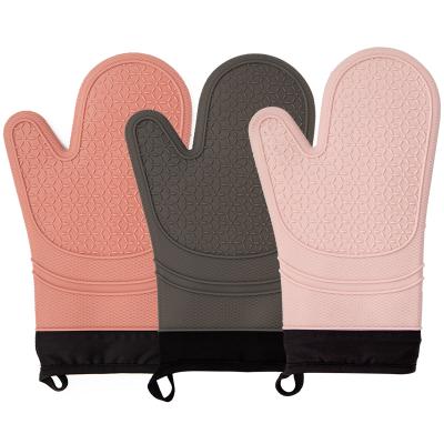 China Long Oven Gloves Double Layer Kitchen Accessories Silicone Cotton Barbecue Oven Mitt Giforhome Heat Resistant Traditional Non-Slip Kitchen Gloves for sale