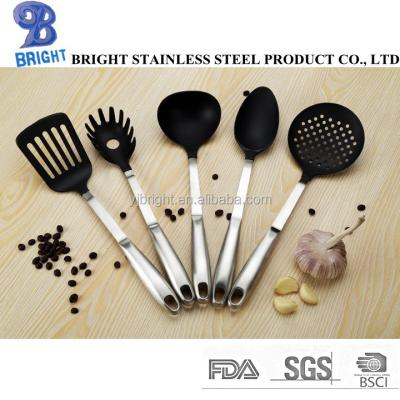 China Plastic Stainless Steel Hollow Handle Nylon Cooking Tool Kit for sale