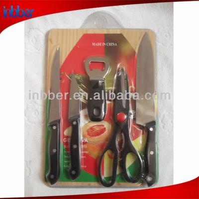 China Best Viable Cheap Price Kitchen Knife Set With Cutting Board for sale