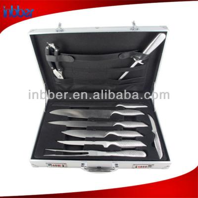 China (SK078) 9pcs durable top quality stainless steel knife set in suitcase for sale