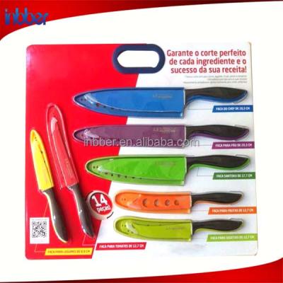 China Sustainable (SK231) Fashion 14pieces Colored Nonstick Knife Set With Cover for sale