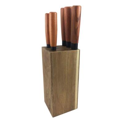 China The classic MK073 sustainable wooden block&wooden handle 5pcs kitchen knife set for sale