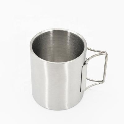 China New Custom Logo 78bot Viable Custom Logo 350ml Backpacking Mugs Wholesale 304 Stainless Steel Coffee Mugs With Foldable Handles for sale