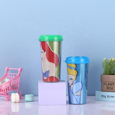 China 78BOT PROMOTION Custom Wholesale Travel Mug NEW 450ml BPA Double Wall Viable Free Plastic Tumbler Cup With Photo Insert for sale