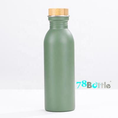 China NEW MINIMALISTIC DESIGN Stainless Steel 78BoT Metal Travel Camping Bottle Sustainable Lightweight Water Bottle BPA Free Bottle With Bamboo for sale