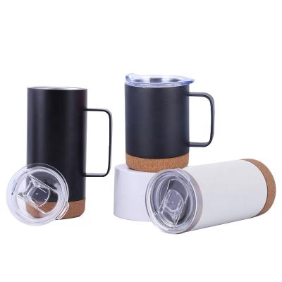 China New Viable Double Wall 78Bottle Stainless Steel 350ml/500ml Coffee Mug Cork Bottom Vacuum Insulated Coffee Mug Cup With Handle for sale