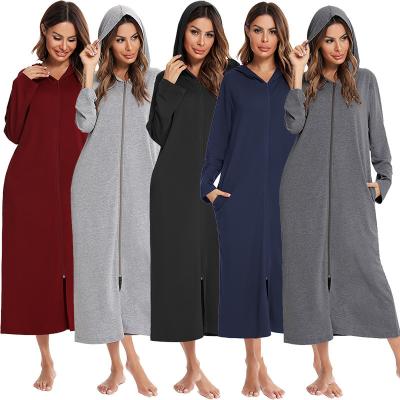 China Best Quality Cotton QUICK DRY Hoodie Long Sleeve Zipper Front Women Loungewear Home Wear Pajamas for sale